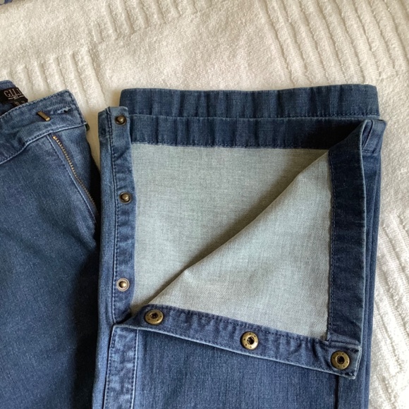 G.I.L.I Boho Retro Dual Stretch Button Flare Jeans Medium Blue Wash SZ 12 - Picture 7 of 16